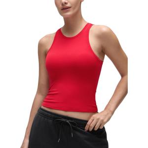 imageCRZ YOGA Softembrace High Neck Tank Tops for Women  Casual Going Out Soft Double Lined Basic Summer Sleeveless ShirtsAurora Red