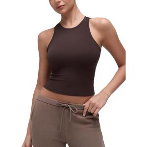 imageCRZ YOGA Softembrace High Neck Tank Tops for Women  Casual Going Out Soft Double Lined Basic Summer Sleeveless ShirtsHot Fudge Brown