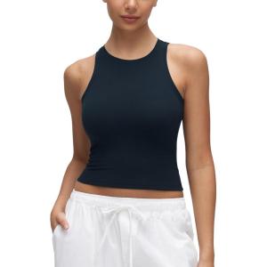 imageCRZ YOGA Softembrace High Neck Tank Tops for Women  Casual Going Out Soft Double Lined Basic Summer Sleeveless ShirtsTrue Navy