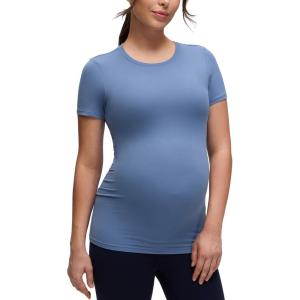 imageCRZ YOGA Softembrace Maternity Crewneck Short Sleeve Shirts  Soft Casual Pregnancy Tops Going Out Basic TShirts for WomenOasis Blue