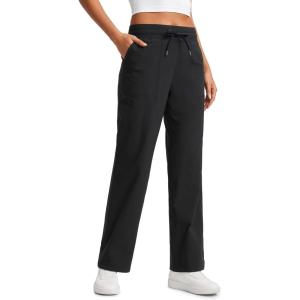 imageCRZ YOGA Straight Leg Casual Pants for Women 30 High Waisted Stretch Work Workout Travel Trousers with PocketsBlack