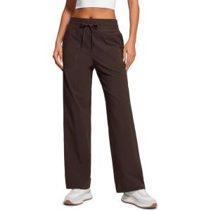 imageCRZ YOGA Straight Leg Casual Pants for Women 30 High Waisted Stretch Work Workout Travel Trousers with PocketsHot Fudge Brown