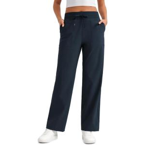 imageCRZ YOGA Straight Leg Casual Pants for Women 30 High Waisted Stretch Work Workout Travel Trousers with PocketsTrue Navy