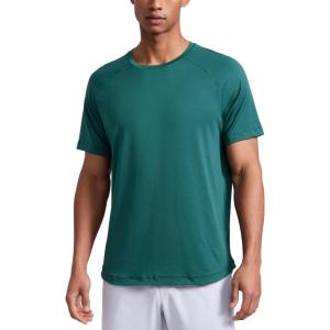 imageCRZ YOGA Texture Workout Shirts for Men  Lightweight Crewneck Running Athletic TShirts Short Sleeve Gym TopsForest Green
