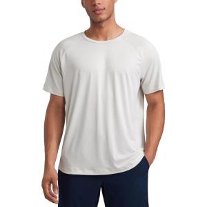 imageCRZ YOGA Texture Workout Shirts for Men  Lightweight Crewneck Running Athletic TShirts Short Sleeve Gym TopsMilky White Bone