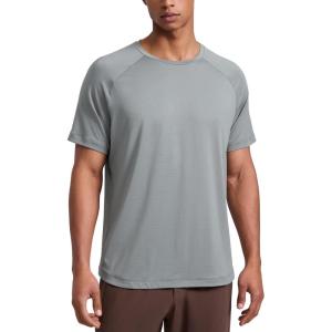 imageCRZ YOGA Texture Workout Shirts for Men  Lightweight Crewneck Running Athletic TShirts Short Sleeve Gym TopsSilver Gray