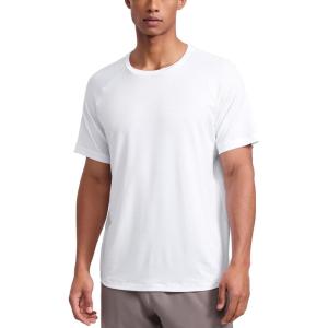 imageCRZ YOGA Texture Workout Shirts for Men  Lightweight Crewneck Running Athletic TShirts Short Sleeve Gym TopsWhite