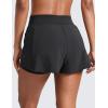 imageCRZ YOGA 2 in 1 Double Layer Running Shorts for Women 3  High Waisted for Athletic Tennis Workout with Zip PocketsBlack