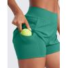 imageCRZ YOGA 2 in 1 Double Layer Running Shorts for Women 3  High Waisted for Athletic Tennis Workout with Zip PocketsCascadia Green