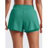 imageCRZ YOGA 2 in 1 Double Layer Running Shorts for Women 3  High Waisted for Athletic Tennis Workout with Zip PocketsCascadia Green