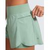 imageCRZ YOGA 2 in 1 Double Layer Running Shorts for Women 3  High Waisted for Athletic Tennis Workout with Zip PocketsGreen Palm Court