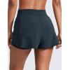 imageCRZ YOGA 2 in 1 Double Layer Running Shorts for Women 3  High Waisted for Athletic Tennis Workout with Zip PocketsTrue Navy