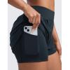 imageCRZ YOGA 2 in 1 Double Layer Running Shorts for Women 3  High Waisted for Athletic Tennis Workout with Zip PocketsTrue Navy