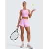 imageCRZ YOGA 2 in 1 Double Layer Running Shorts for Women 3  High Waisted for Athletic Tennis Workout with Zip PocketsVita Pink