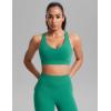 imageCRZ YOGA Butterbreeze Criss Cross Back Sports Bras for Women  V Neck Adjustable Straps Padded Workout Training Crop TopCascadia Green