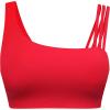 imageCRZ YOGA Butterlift Asymmetric Straps Sports Bras for Women  Padded Wireless Pilates Workout Gym Crop TopAurora Red
