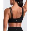 imageCRZ YOGA Butterlift Asymmetric Straps Sports Bras for Women  Padded Wireless Pilates Workout Gym Crop TopBlack