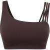 imageCRZ YOGA Butterlift Asymmetric Straps Sports Bras for Women  Padded Wireless Pilates Workout Gym Crop TopHot Fudge Brown