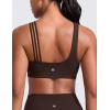imageCRZ YOGA Butterlift Asymmetric Straps Sports Bras for Women  Padded Wireless Pilates Workout Gym Crop TopHot Fudge Brown