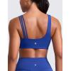 imageCRZ YOGA Butterlift Asymmetric Straps Sports Bras for Women  Padded Wireless Pilates Workout Gym Crop TopWaves Blue
