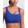 imageCRZ YOGA Butterlift Asymmetric Straps Sports Bras for Women  Padded Wireless Pilates Workout Gym Crop TopWaves Blue