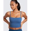 imageCRZ YOGA Butterluxe Cami Crop Tank Tops for Women  Square Neck Adjustable Padded Longline Sports Bras Workout CamisolePitch Blue