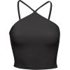 imageCRZ YOGA Butterluxe Cross Neck Crop Tank Tops for Women  Spaghetti Straps Square Back Padded Yoga Sports BrasBlack