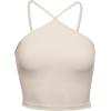 imageCRZ YOGA Butterluxe Cross Neck Crop Tank Tops for Women  Spaghetti Straps Square Back Padded Yoga Sports BrasMojave Tan
