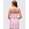 imageCRZ YOGA Butterluxe Cross Neck Crop Tank Tops for Women  Spaghetti Straps Square Back Padded Yoga Sports BrasVita Pink