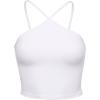 imageCRZ YOGA Butterluxe Cross Neck Crop Tank Tops for Women  Spaghetti Straps Square Back Padded Yoga Sports BrasWhite