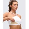 imageCRZ YOGA Butterluxe Cross Neck Crop Tank Tops for Women  Spaghetti Straps Square Back Padded Yoga Sports BrasWhite