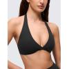 imageCRZ YOGA Butterluxe Double Lined Twist Halter Sports Bras for Women  Deep V Neck Crop Top Casual Open Back Non PaddedBlack