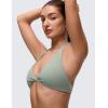 imageCRZ YOGA Butterluxe Double Lined Twist Halter Sports Bras for Women  Deep V Neck Crop Top Casual Open Back Non PaddedGreen Palm Court