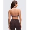 imageCRZ YOGA Butterluxe Double Lined Twist Halter Sports Bras for Women  Deep V Neck Crop Top Casual Open Back Non PaddedHot Fudge Brown
