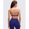imageCRZ YOGA Butterluxe Double Lined Twist Halter Sports Bras for Women  Deep V Neck Crop Top Casual Open Back Non PaddedLarkspur Blue