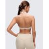 imageCRZ YOGA Butterluxe Double Lined Twist Halter Sports Bras for Women  Deep V Neck Crop Top Casual Open Back Non PaddedMojave Tan
