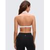 imageCRZ YOGA Butterluxe Double Lined Twist Halter Sports Bras for Women  Deep V Neck Crop Top Casual Open Back Non PaddedWhite