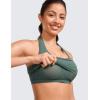 imageCRZ YOGA Butterluxe Halter Crop Tank Tops for Women  Open Back Padded Longline Sports Bras Workout GymDark Forest Green