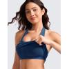 imageCRZ YOGA Butterluxe Halter Crop Tank Tops for Women  Open Back Padded Longline Sports Bras Workout GymFrench Navy