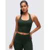 imageCRZ YOGA Butterluxe Halter Crop Tank Tops for Women  Open Back Padded Longline Sports Bras Workout GymLegend Green