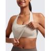 imageCRZ YOGA Butterluxe Halter Crop Tank Tops for Women  Open Back Padded Longline Sports Bras Workout GymMojave Tan
