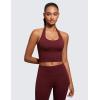 imageCRZ YOGA Butterluxe Halter Crop Tank Tops for Women  Open Back Padded Longline Sports Bras Workout GymRed Merlot