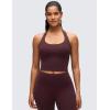 imageCRZ YOGA Butterluxe Halter Crop Tank Tops for Women  Open Back Padded Longline Sports Bras Workout GymRipe Plum