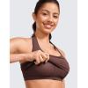 imageCRZ YOGA Butterluxe Halter Crop Tank Tops for Women  Open Back Padded Longline Sports Bras Workout GymTaupe