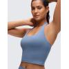 imageCRZ YOGA Butterluxe Halter Crop Tank Tops for Women  Open Back Padded Longline Sports Bras Workout GymWashed Denim