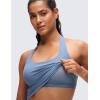 imageCRZ YOGA Butterluxe Halter Crop Tank Tops for Women  Open Back Padded Longline Sports Bras Workout GymWashed Denim