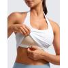 imageCRZ YOGA Butterluxe Halter Crop Tank Tops for Women  Open Back Padded Longline Sports Bras Workout GymWhite