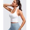 imageCRZ YOGA Butterluxe Halter Crop Tank Tops for Women  Open Back Padded Longline Sports Bras Workout GymWhite