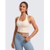 imageCRZ YOGA Butterluxe Halter Crop Tank Tops for Women  Open Back Padded Longline Sports Bras Workout GymWhite Apricot