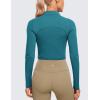 imageCRZ YOGA Butterluxe Mock Neck Long Sleeve Shirts for Women  Workout Casual Tops Turtleneck Crop Slim Fall Base LayerBorealis Green